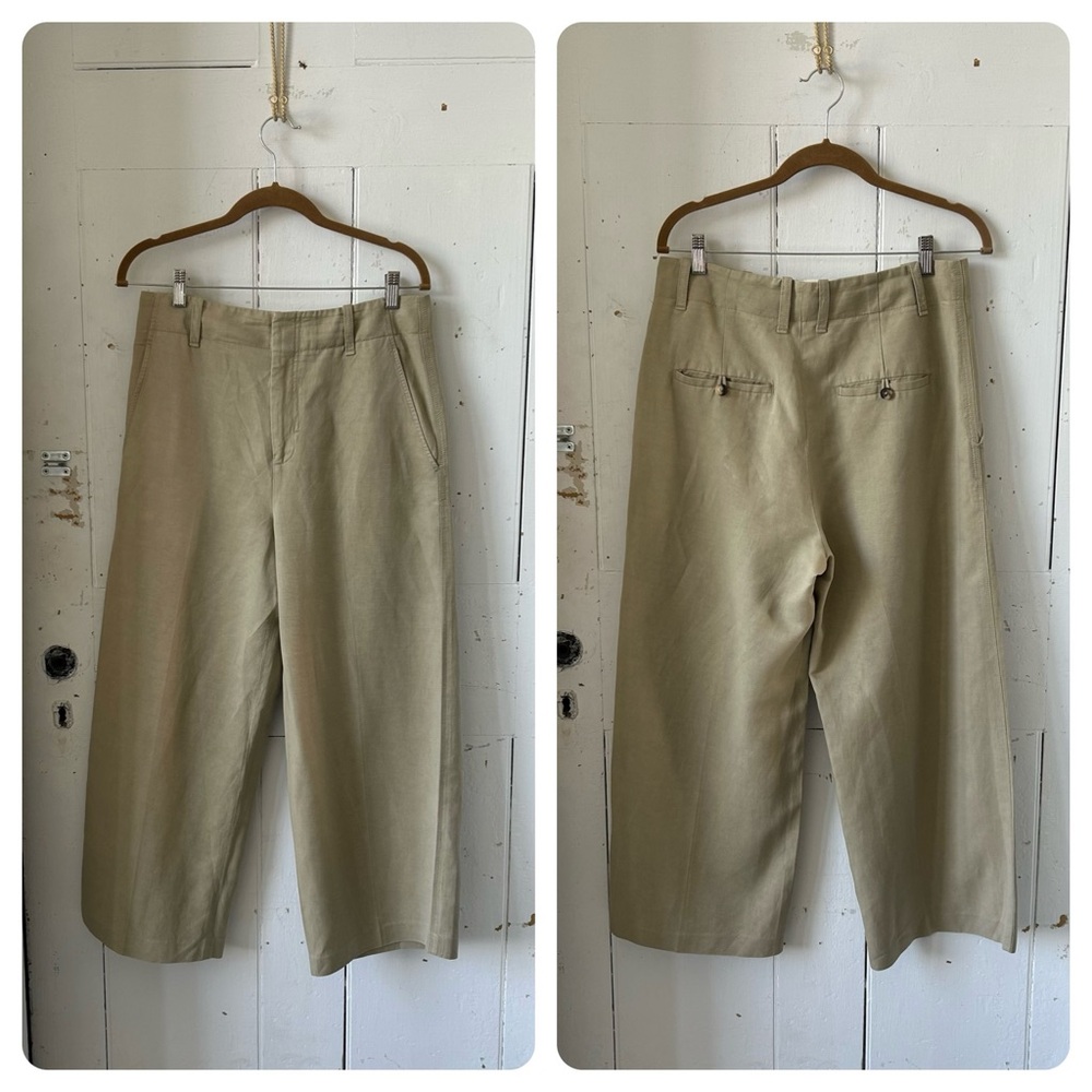 Vince Linen Blend High Waisted Trousers Pants